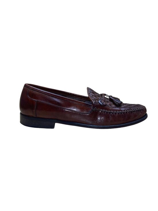 Johnston & Murphy Men’s Brown Leather Tassel Woven Loafers Dress Shoes Size 12M main image 4
